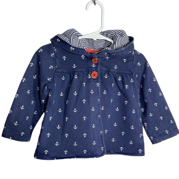 Carter's Navy Blue Nautical Anchor Hoodie Jacket Size 24 Months - Picture 1 of 9